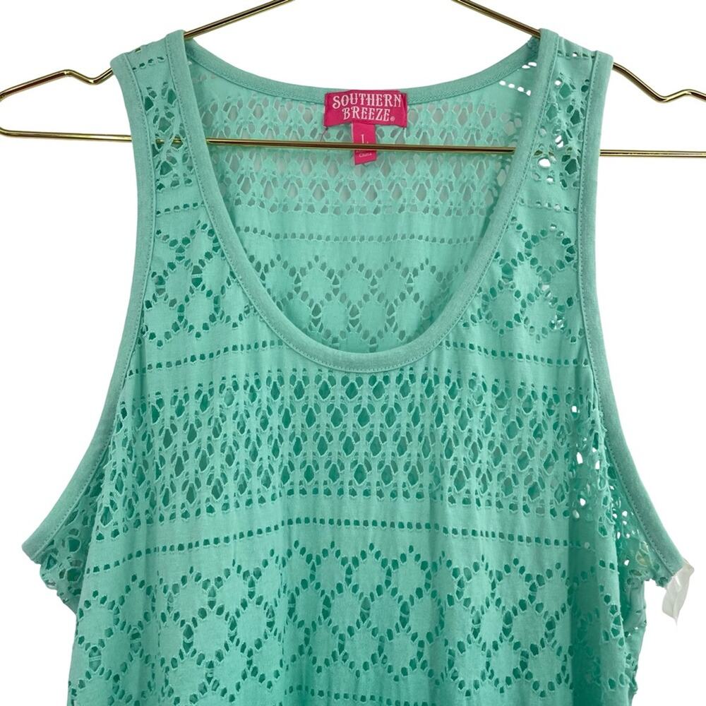 ✨NWT Southern Breeze Teal Crochet Swim Cover dress large - Picture 2 of 5